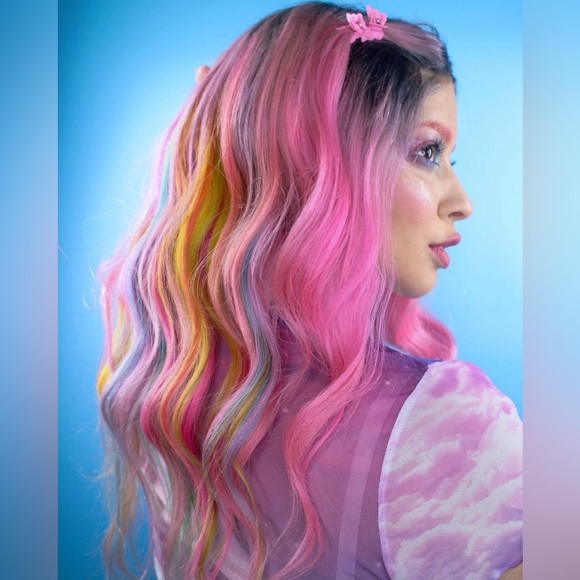 Pastel colorful unicorn 100% human hair wig - Picture 2 of 15